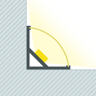 Aluminiumprofil Ecke rund mit durchgehender Abdeckung für LED-Streifen bis zu 10 mm