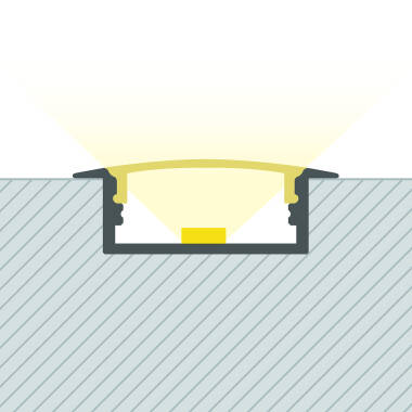 Aluminium Profiel Inbouw met Doorlopende Afdekking voor Dubbele LED-strip tot 18 mm