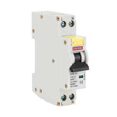 Combinatieschakelaar DPN (Magnetothermisch + Differentiëel) Residentieel 1P+N 6-32 A 6kA Curve C MAXGE