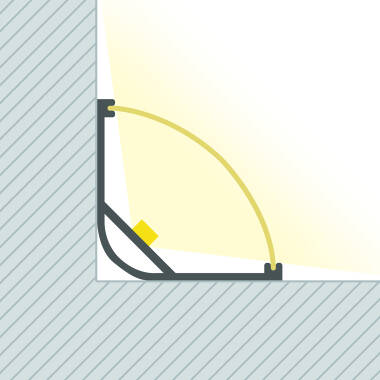 Profilé Aluminium Angle Rond avec Capot Continu pour Ruban LED jusqu'à 20 mm