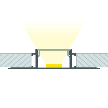 Integrated Plaster/Plasterboard Aluminium Profile with Continuous Cover for LED Strips up to 20 mm