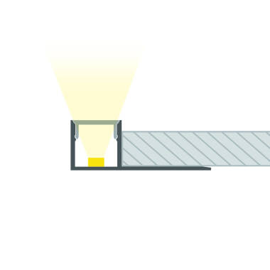 Profilé Aluminium Intégration Plâtre/Placo avec Capot Continu pour Ruban LED jusqu'à 8 mm