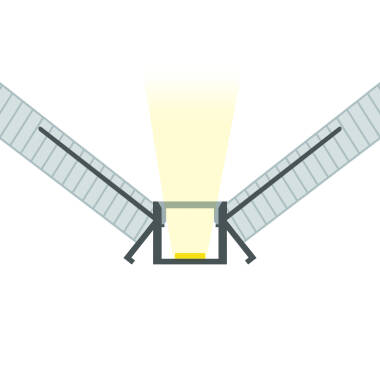 Aluminium Profiel Gips/Pladur inbouw met doorlopende afdekking voor binnenhoek LED Strip tot 9 mm