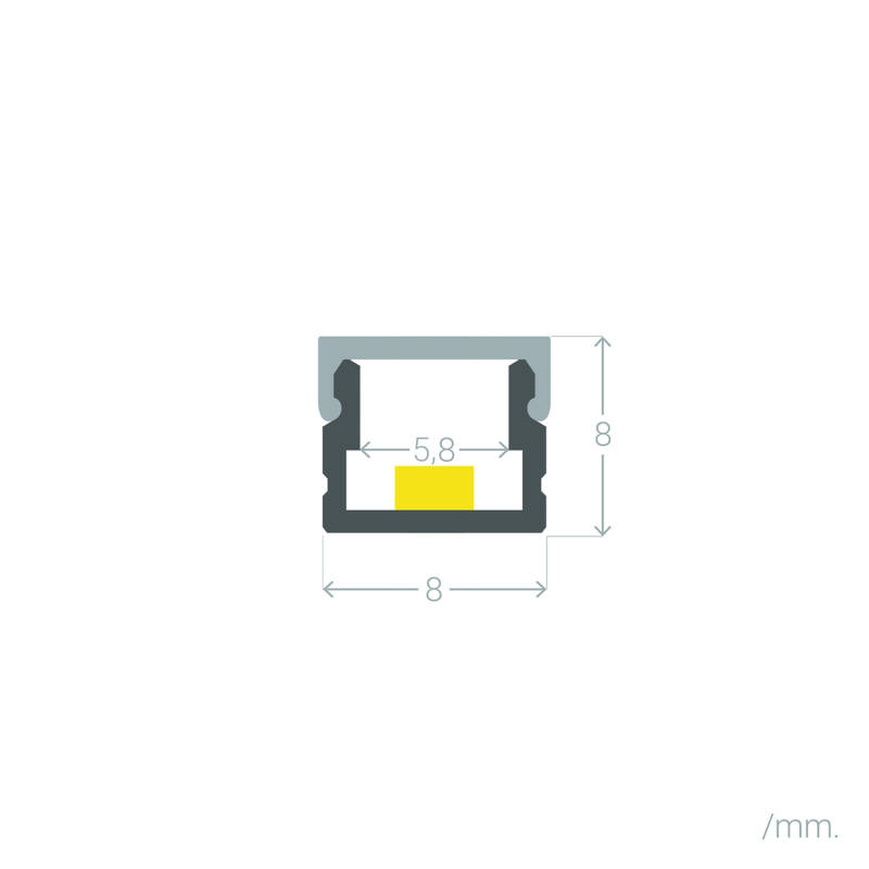 Profilé Aluminium En Saillie 8x8 Cm Pour Ruban LED - 2 Mètres, Noir Et Transparent - Idéal Pour éclairage Discret Intérieur Et Meubles - 9