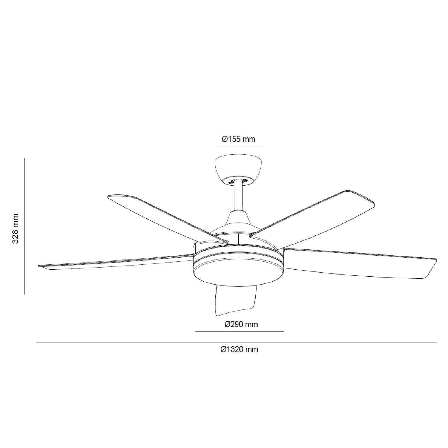 Wentylator Sufitowy Cichy Patroclo Biały 132cm Silnik DC - widok prezentacyjny