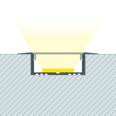 Aluminiumprofil Einbau mit durchgehender Abdeckung für LED-Streifen bis zu 31 mm