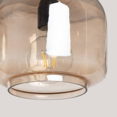 Afbeelding van Hanglamp Hout en Glas Amber Dallas 2 Spots