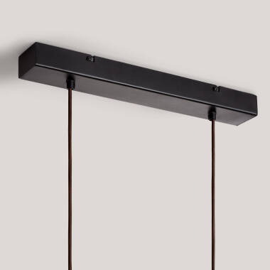 Afbeelding van Hanglamp Hout en Glas Amber Dallas 2 Spots