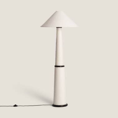 Staande Lamp van Hout en Textiel Lombe