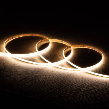 Striscia LED COB 24V DC 385 LED/m 5m IP20 CRI90 Super Narrow Larghezza 5mm Taglio ogni 4cm