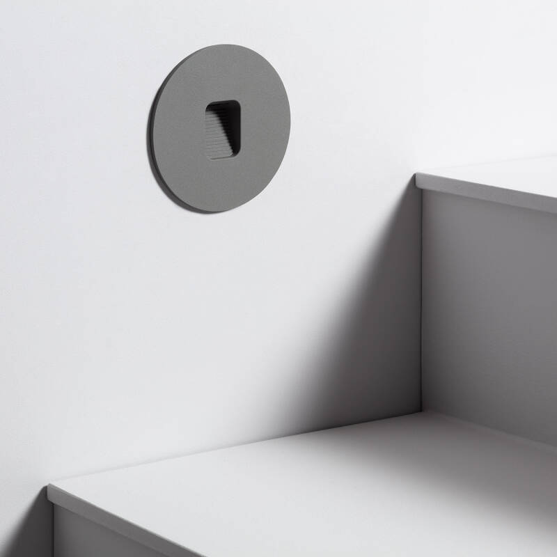 Immagine di Segnapasso da Esterno LED 2W da Incasso a Parete Circolare Grigio Grasset
