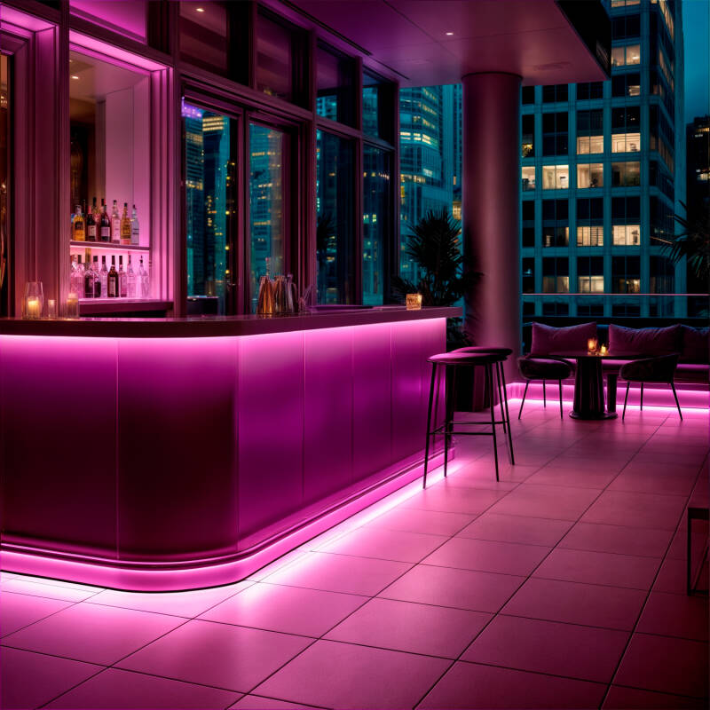Bild von LED-Streifen Neon 7.5 W/m Dimmbar 220V AC 120 LED/m Halbrund 180º Rosa IP67 nach Mass Schnitt alle 100cm 