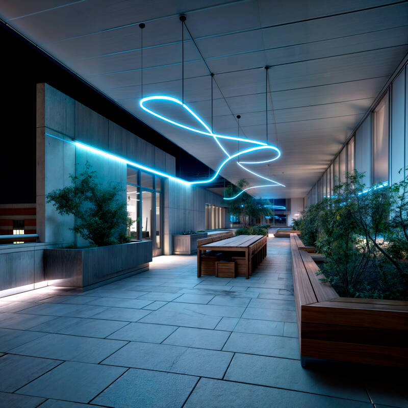 Afbeelding van Neon LED  Rol 7,5 W/m Dimbaar 220V AC 120 LED/m  Halfrond 180º Blauw IP67 in te korten Elke 100 cm