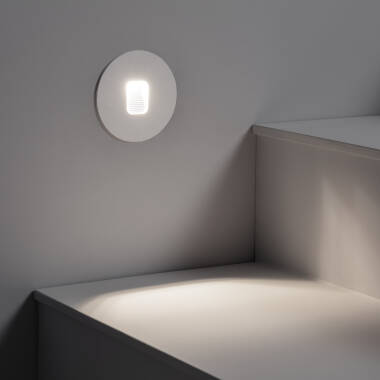 Immagine di Segnapasso da Esterno LED 2W Circolare Alluminio Bianco Grasset