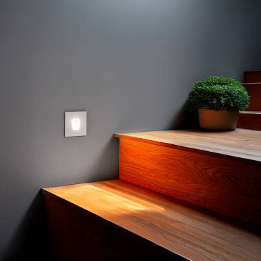 Image of Olite 2W Square Outdoor Recessed Aluminium LED Wall Light in White