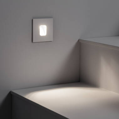 Image of Olite 2W Square Outdoor Recessed Aluminium LED Wall Light in White