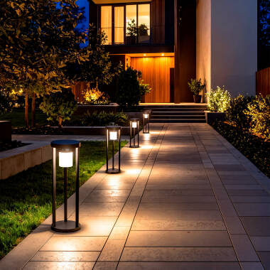 Image of Eneko 2W Aluminium Outdoor Solar LED Bollard with Motion Sensor 40cm 