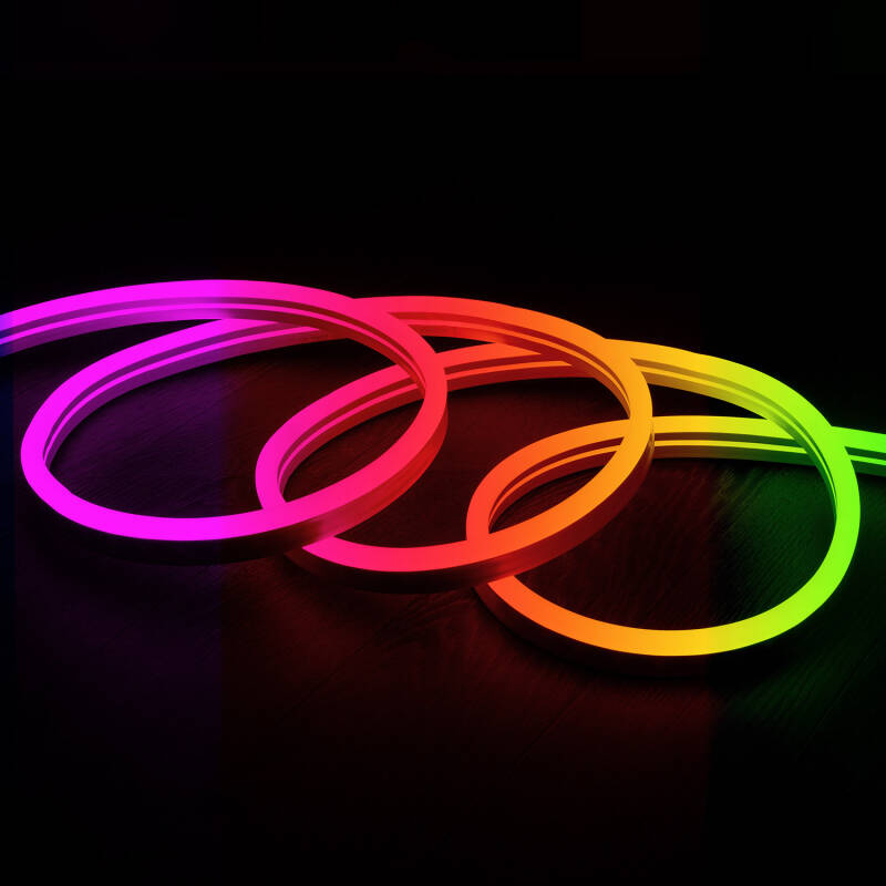 Immagine di Striscia LED Neon 11 W/m RGB 220V AC 60 LED/m Semicircolare 180º IP67 Taglio su Misura ad ogni 100 cm