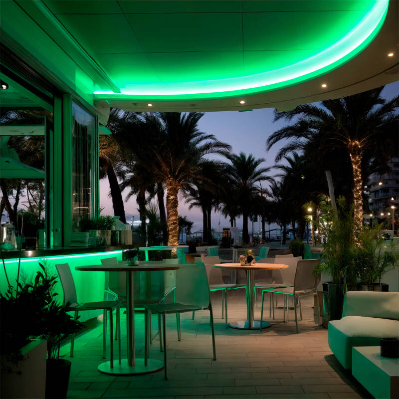 Immagine di Bobina Striscia LED Neon Regolabile 220V Verde Circolare 360 9W/m IP67 Taglio 100cm