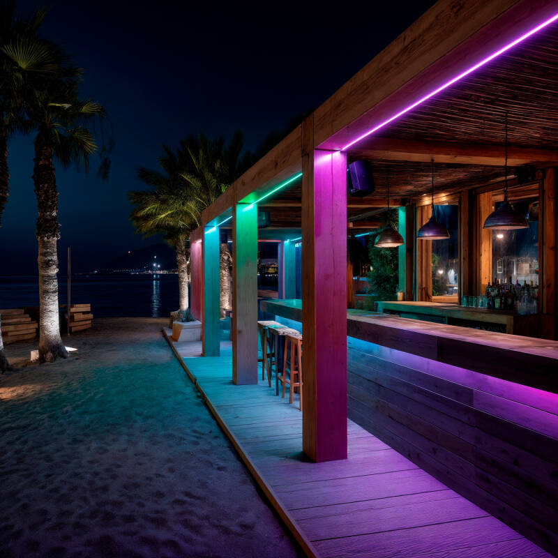 Immagine di Bobina Striscia LED Neon 11W/m RGB 220V AC 60 LED/m 50m Semicircolare 180º IP67 Taglio ogni 100cm
