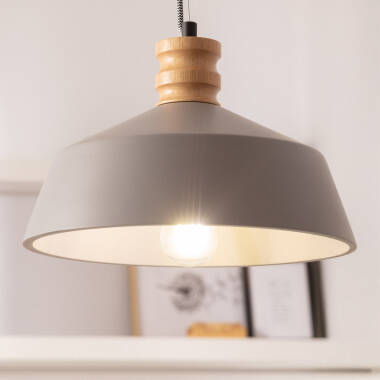 Lampada a Sospensione Cemento e Legno Kukojoa