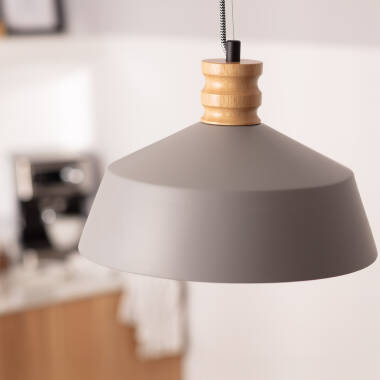 Immagine di Lampada a Sospensione Cemento e Legno Kukojoa 