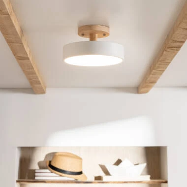 Immagine di Lampada da Soffitto LED 12W Legno e Metallo CCT Selezionabile Whisty