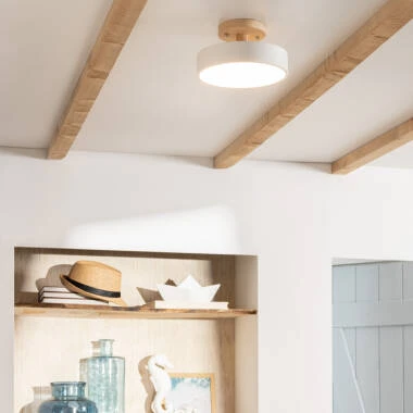 Immagine di Lampada da Soffitto LED 12W Legno e Metallo CCT Selezionabile Whisty