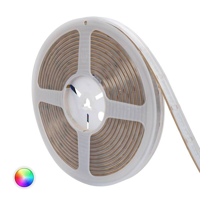 Immagine di Striscia LED RGB 24V DC COB 256 LED/m 5m IP65 Larga 10mm Taglio 3cm
