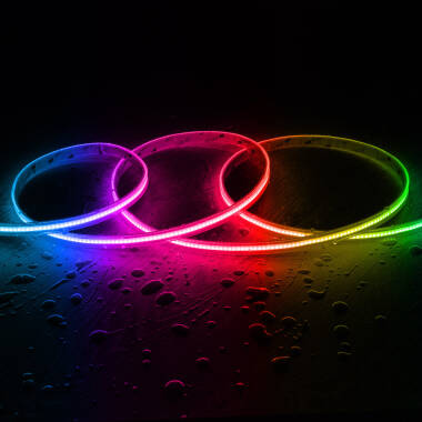 Striscia LED RGB 24V DC COB 256 LED/m 5m IP65 Larga 10mm Taglio 3cm