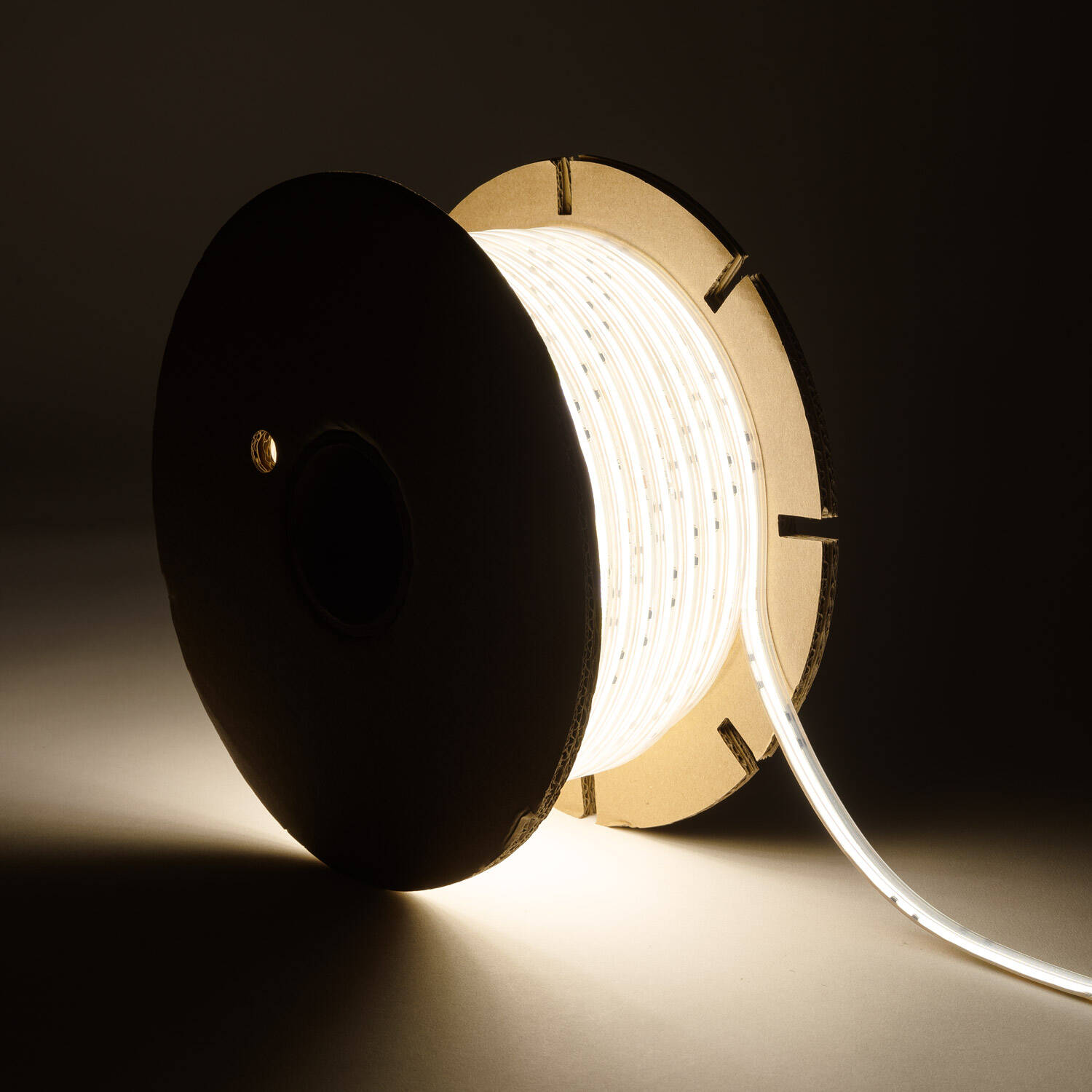 Taśma LED Ściemnialna 220V COB Samoregulująca 320 LED/m – Szpula 50m, 14W/m 1120lm/m SILICONE FLEX Szer. 10mm IP65