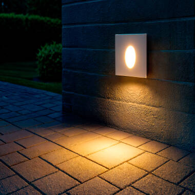 Segnapasso da Parete LED 3W in Alluminio Quadatro Ovale Wabi Bianco