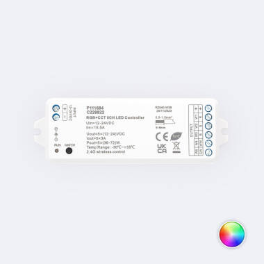 Controller Regolatore LED 12/24V DC per Striscia LED RGBWW compatibile con Telecomando RF
