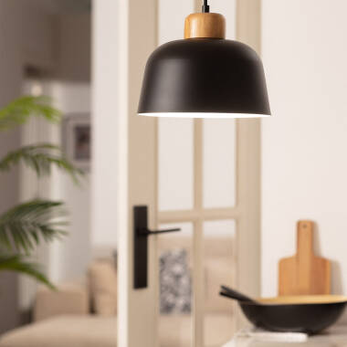Lampa Wisząca z Metalu i Drewna Wawak