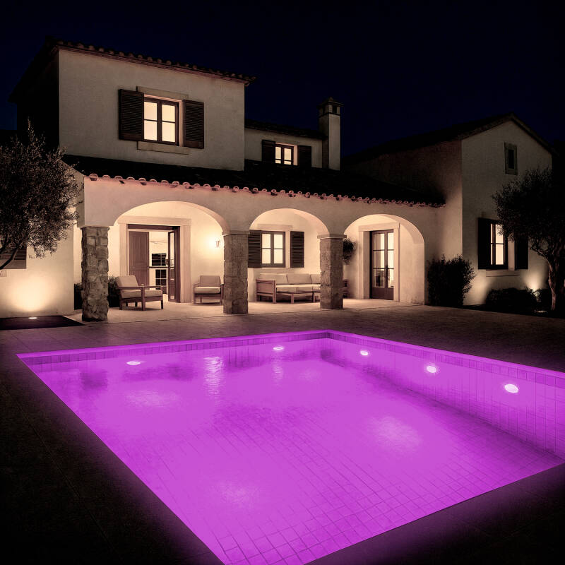 Image of 12V DC Surface Mounted 12W Stainless Steel Submersible RGBW LED Pool Light IP68