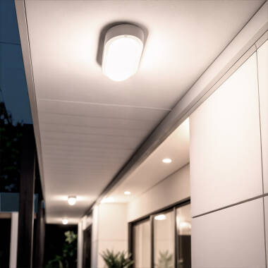 LED-Deckenleuchte 15W Oval für Aussen 85x173 mm IP65 Hublot Weiss