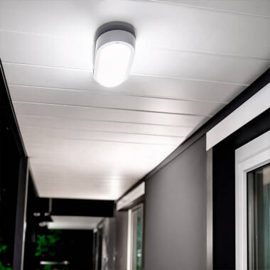 Plafonnier LED Extérieur Ovale 15W Hublot White IP65 85x173 mm