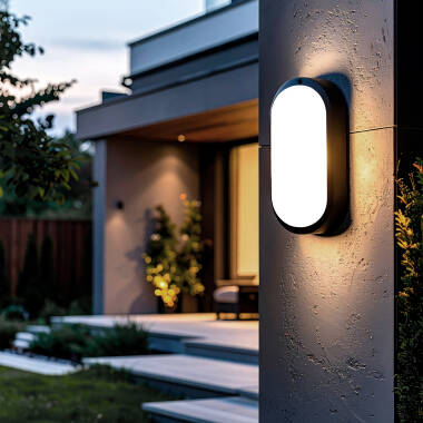 LED-Deckenleuchte 15W Oval für Aussen 85x173 mm IP65 Hublot Schwarz