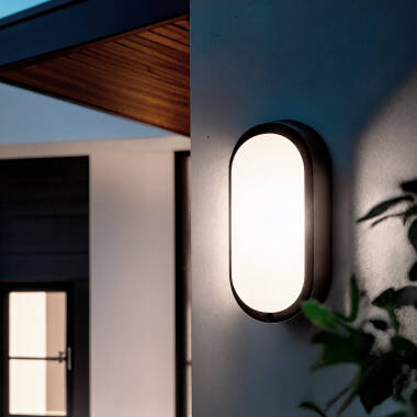 LED-Deckenleuchte 25W Oval für Aussen 96x198 mm IP65 Hublot Schwarz