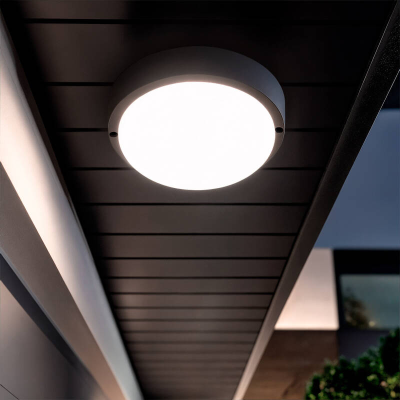 Image of Black Round 15W Hublot Outdoor LED Surface Panel IP65 Ø140 mm