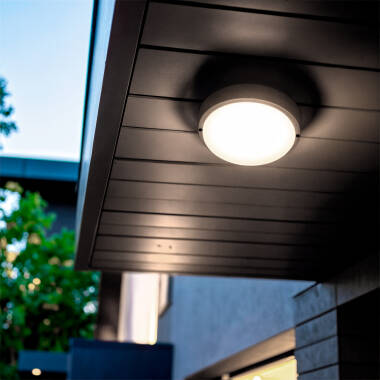 Black Round 25W Hublot Outdoor LED Surface Panel IP65 Ø175 mm