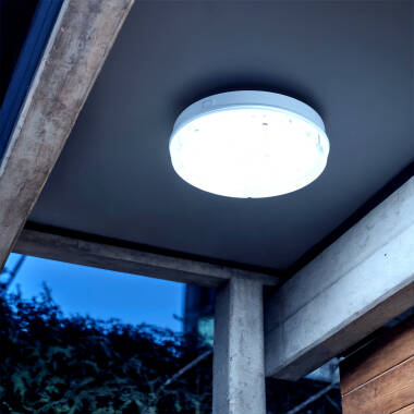 Round 24W Hublot Outdoor LED Surface Panel with Non Permanent Emergency Light IP65 Ø285 mm