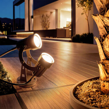 Spot Extérieur LED Double 6W en Saillie Aluminium 14cm Hevlot