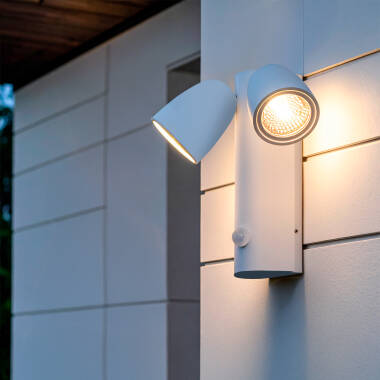 Abel 12W Aluminium Outdoor 2 Spot LED Wall Light with PIR Motion Sensor