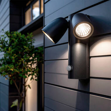Applique Murale Extérieure LED 12W Aluminium avec Détecteur de Mouvement PIR Abel 2 Spots