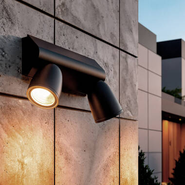 Immagine di Lampada da Parete per Esterni LED 12W Alluminio Abel Large Due Faretti