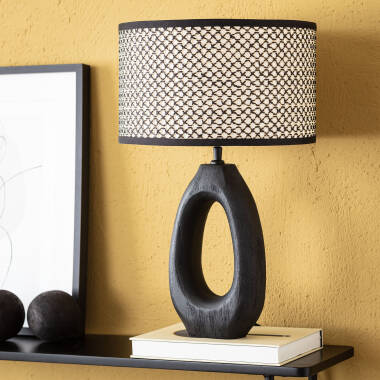 Bild von Tischlampe Holz Black Darshan ILUZZIA