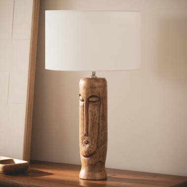 Tischlampe Holz Totem ILUZZIA
