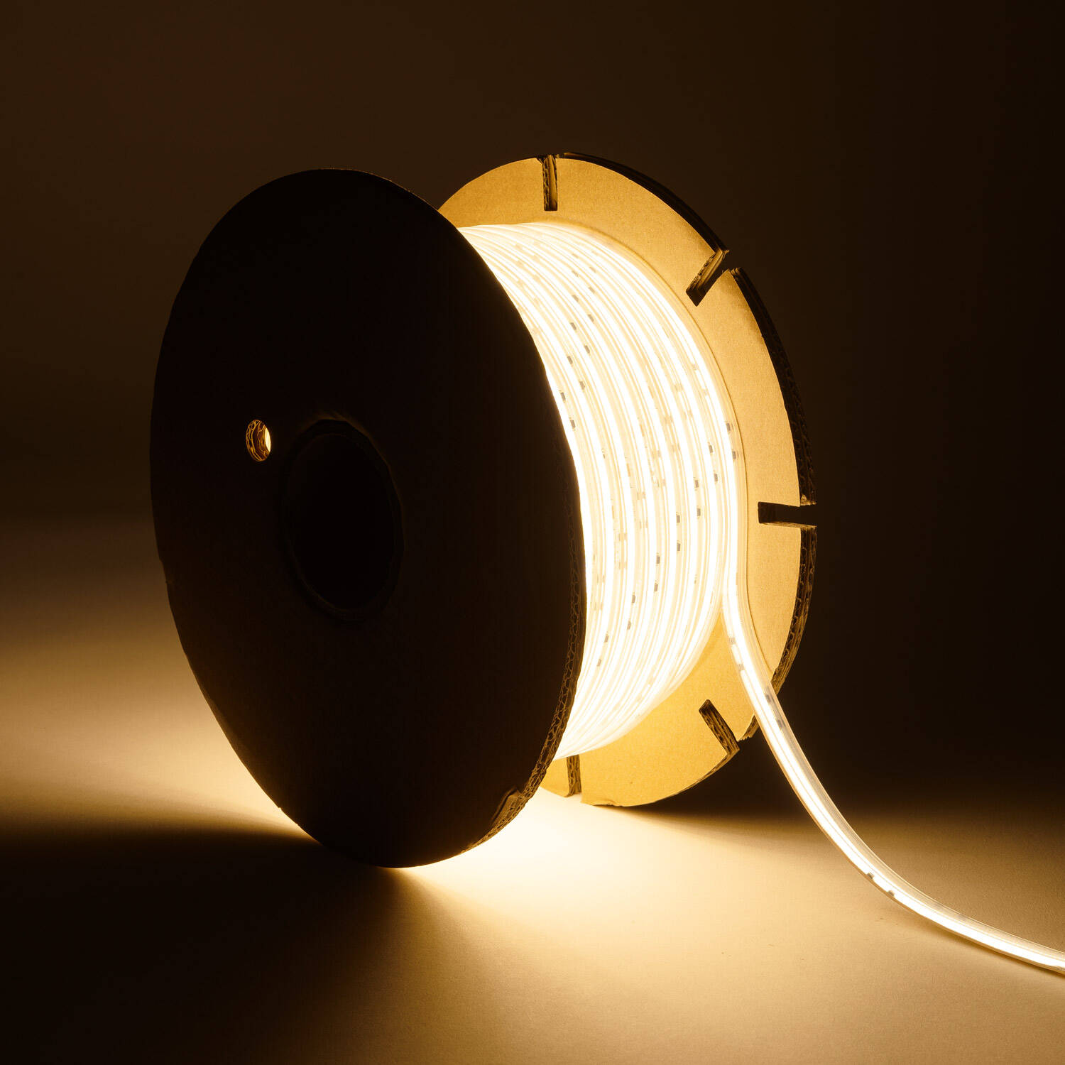 Taśma LED Ściemnialna 220V COB Samoregulująca 320 LED/m – Szpula 50m, 14W/m 1120lm/m SILICONE FLEX Szer. 10mm IP65