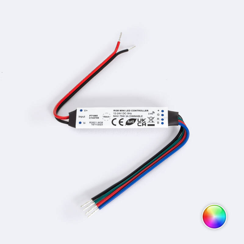 Contrôleur Variateur Ruban LED Numérique 12/24V DC + Télécommande RF 3